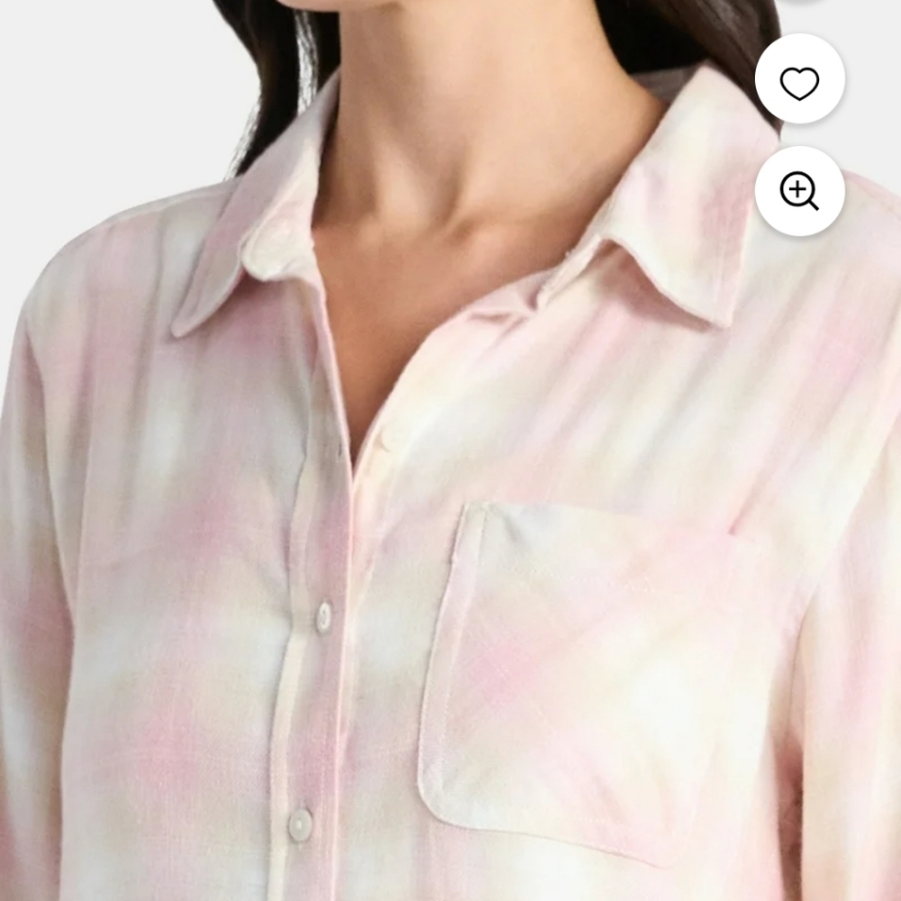 NWT Time And Tru Vintage Pink Plaid Flannel Long Sleeve Button-Up Shirt - Picture 5 of 9